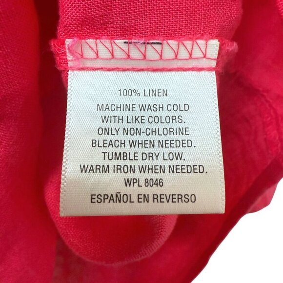 JM Collection 100% Linen Top Plus Size 22W Pink Tunic Blouse Button Front - Picture 11 of 11